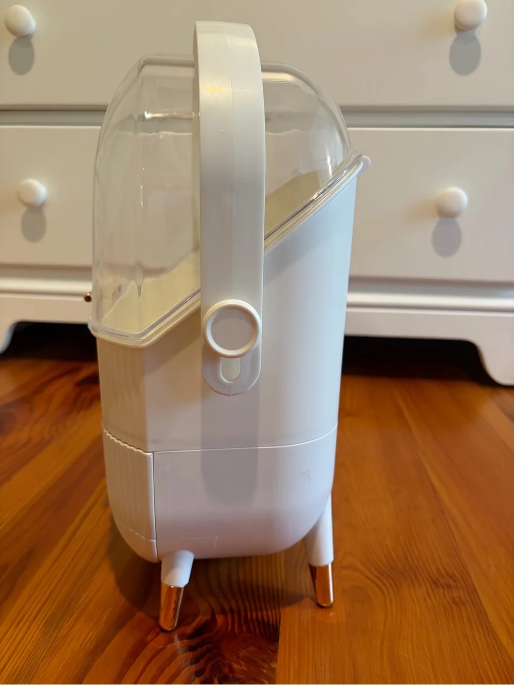 White Ribbed Storage Organizer with Clear Dome Top